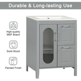 Modern Bathroom Vanity With Sink, Cabinet With 2 Drawers And Door, Adjustable Shelf