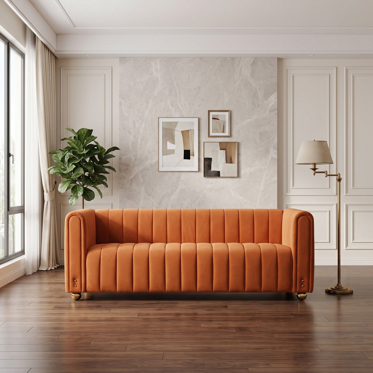 Sofa With Vertical Stripes & Accents