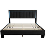 Bed With Channel Tufting And Built In LED Headboard
