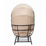 Egg Chair With Cushion And Retractable Canopy - Black / Taupe