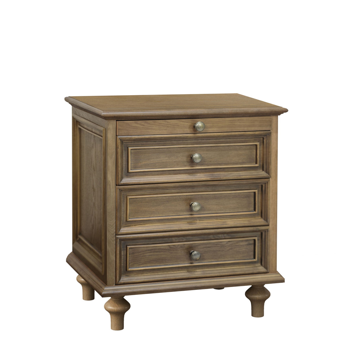Nightstand With 4 Drawers With Hidden Pull Out Shelf - Light Brown