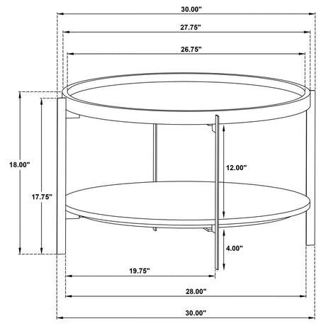 Adhvik Round Wood Top Marble Shelf Coffee Table - Coffee Tables available at Alpine Outlets in Denver