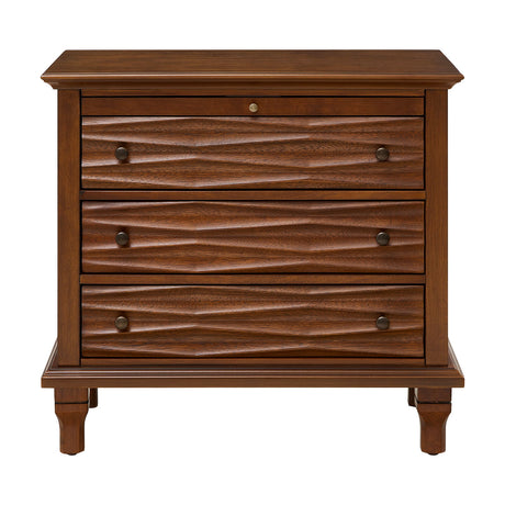 Nightstand With Charging Station, Bedside Table, 3 Drawers, USB And Type - C Ports