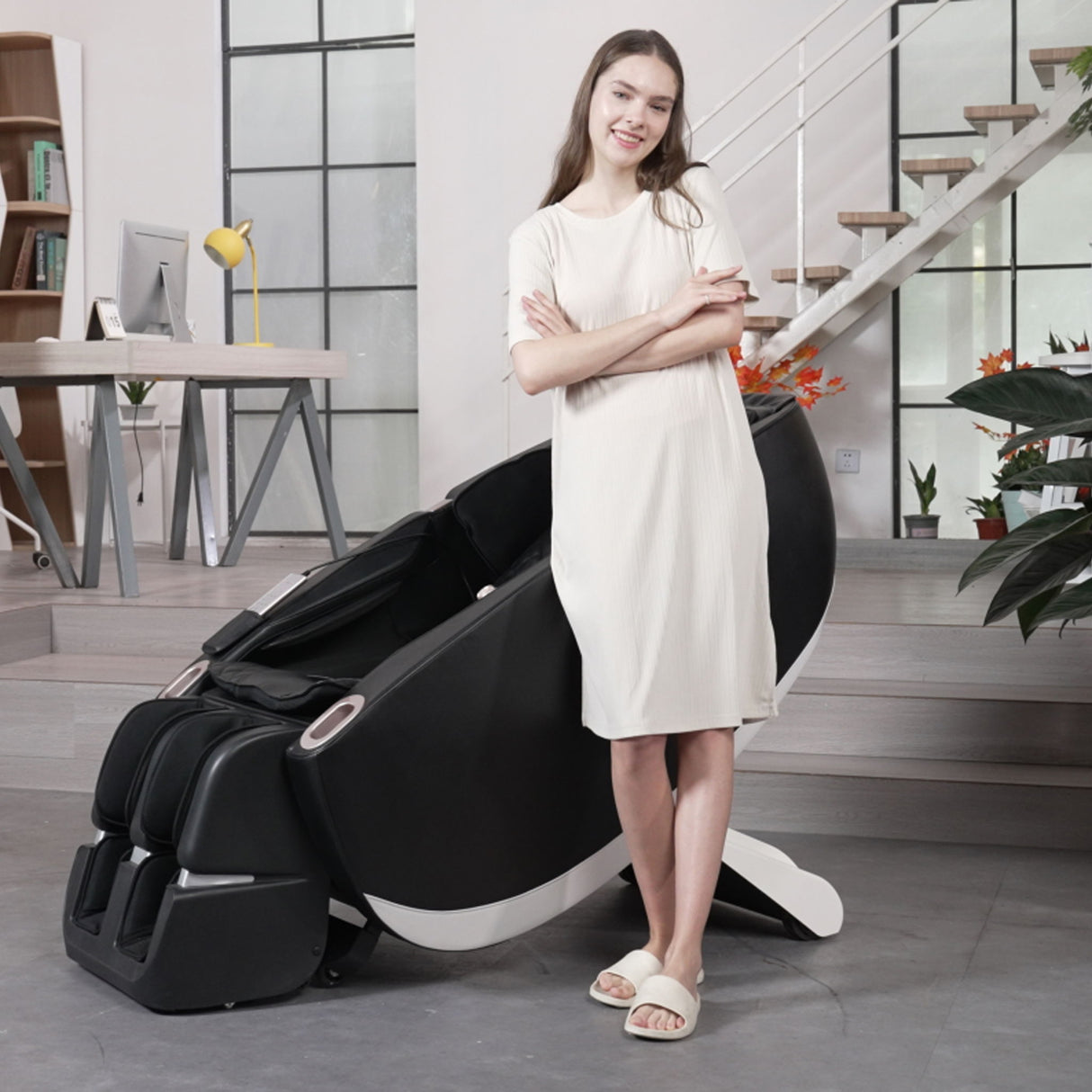 SL Type Pulley Guide, 2D Motor-Massage Manipulator-Space Saver Design, Track Sliding Zero Gravity Multifunction Massage Chair - Black - Massage Chairs - Alpine Outlets
