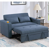 Modern Style Convertible Sofa With Pull-Out Bed, USB Ports & Cup Holders