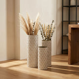 Diamond Embossed Floor Tall Vases Home Decor (Set of 3) - White / Gold