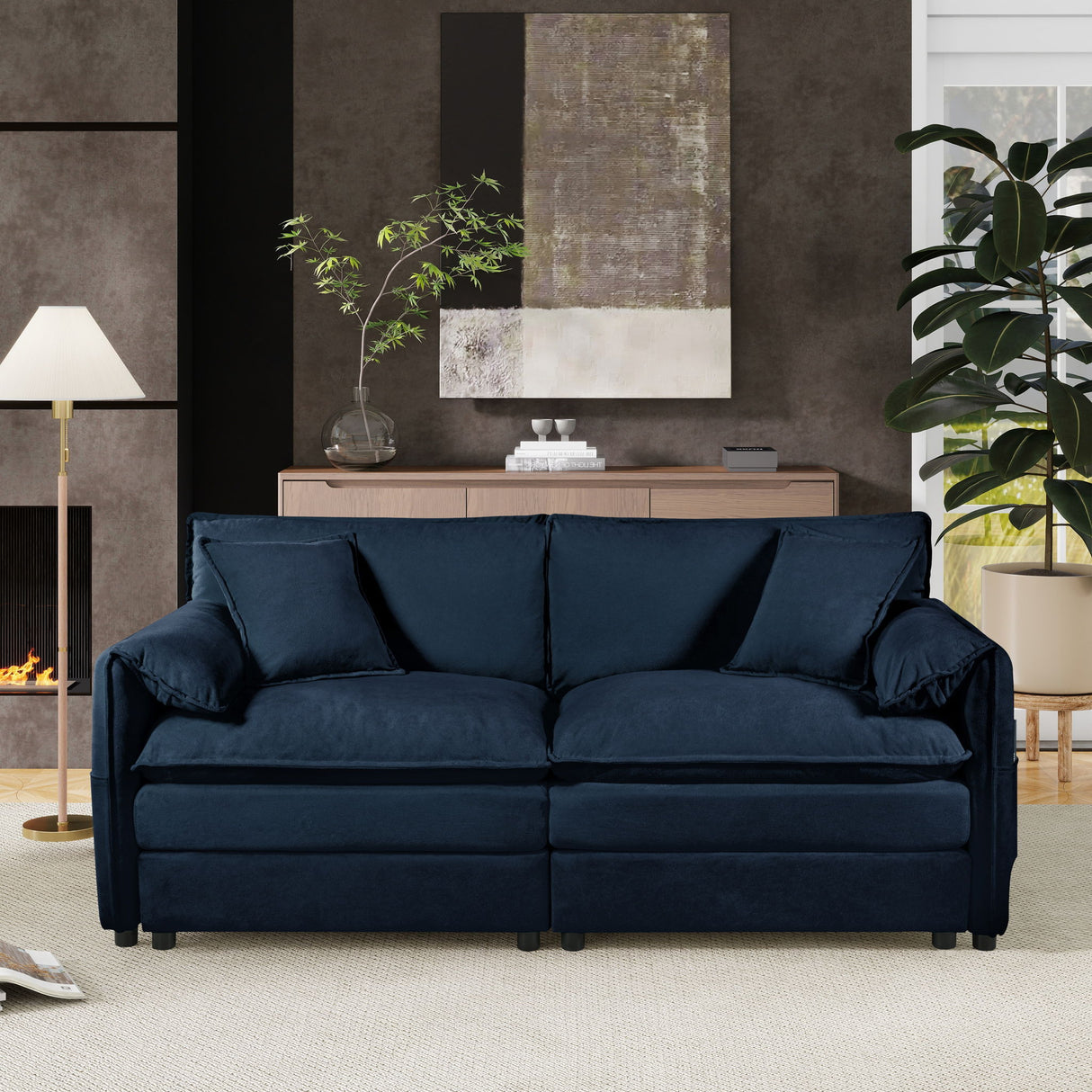 Modern Oversized Loveseat Sofa With Deep Seat And Diy Combination