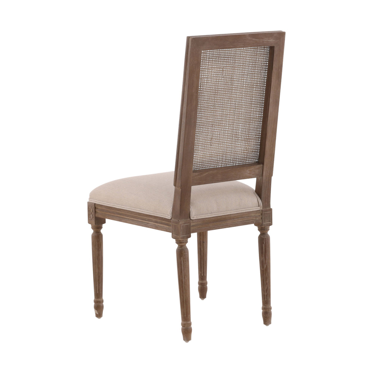 Linen & Oak - Caned Back Side Chair - Dark Brown / Beige