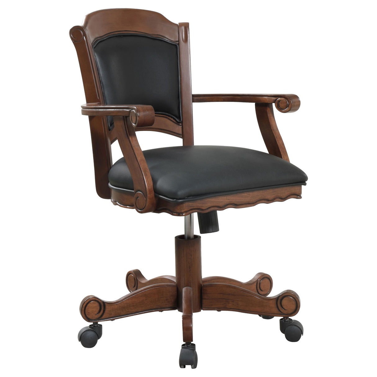 Upholstered Game Chair With Caster Wheels - Black