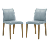 Velena - Full Back Top Grain Leather Upholstered Wood Dining Chairs (Set of 2) - Blue