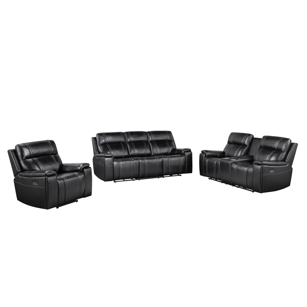 Gary - Power Reclining Sofa With Pillow Top Arms, Hidden Cup Holders - Black