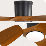 Flush Mount Ceiling Fan With Dimmable LED Light, 3 Blades, Reversible DC Motor Blades For Living Room