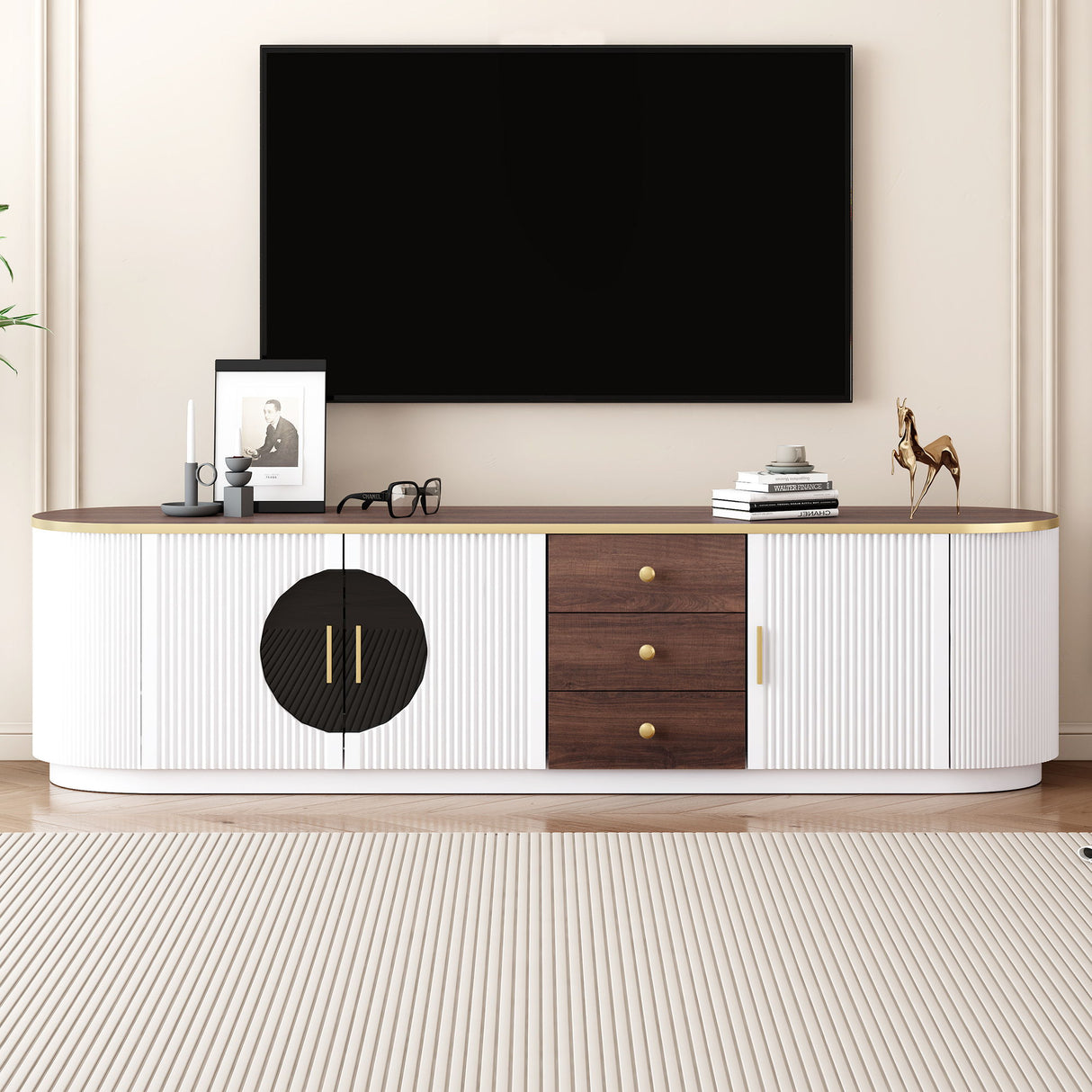 Minimalist TV Stand With 3 Drawers And 1 Shelf
