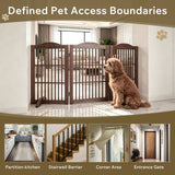 Freestanding Foldable Pet Gate For Dogs - Brown