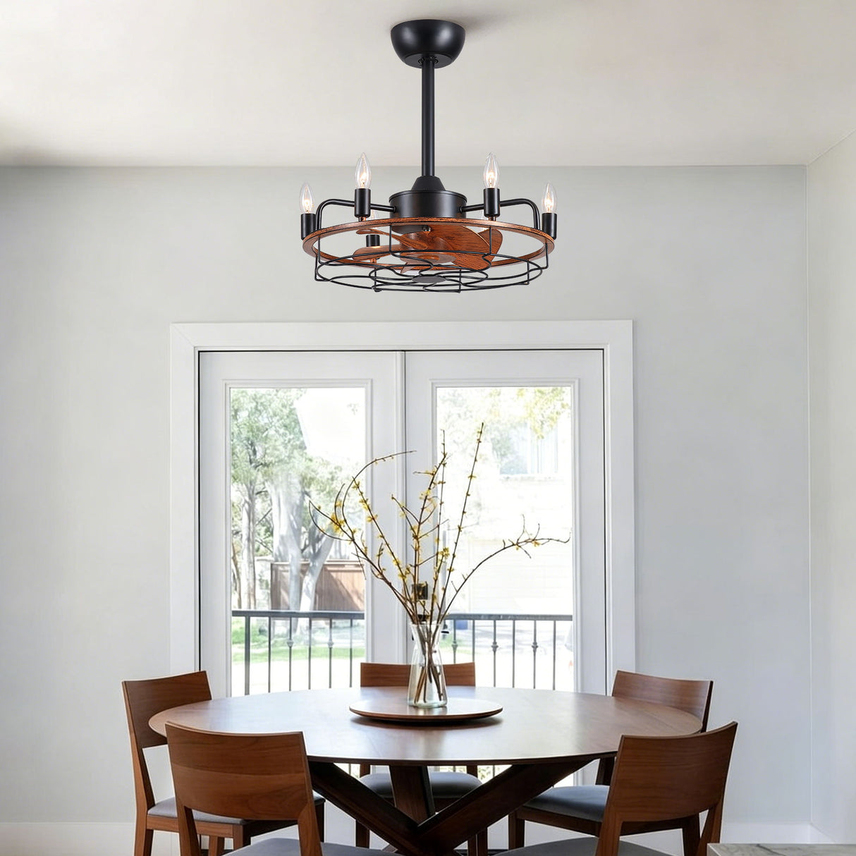 Modern Farmhouse Ceiling Fan, Adjustable Hanging