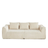 Minimalist 3 Seater Sofa With Curved Lines And Gently Sloped Backrest