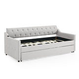 Size Upholstered Daybed With Trundle And USB Charging Armrest