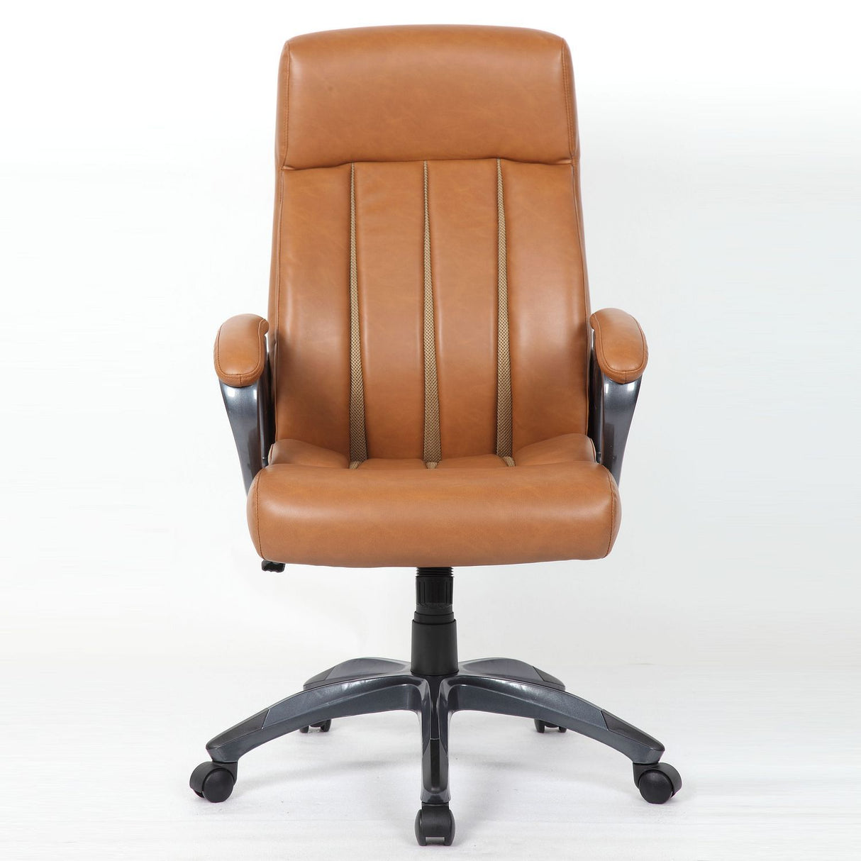 Executive Office Chair, Height Adjustable, Swivel With Padded Armrest & 5 Point Base - Antique Brown