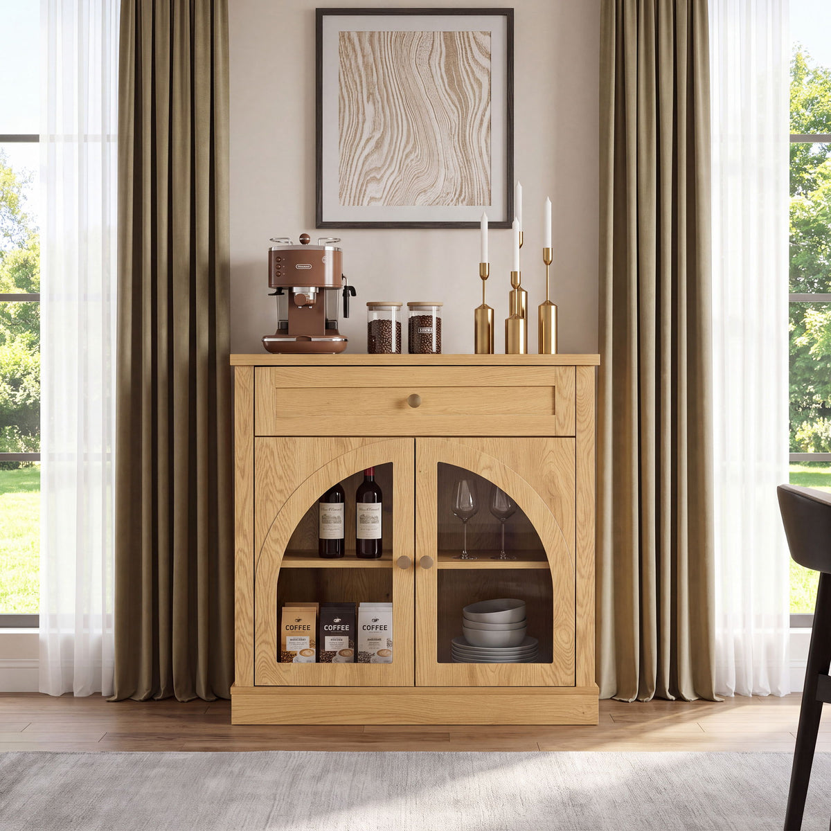 Modern Sideboard Cabinet With 1 Drawer And 2 Arched Doors