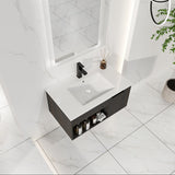 Wall Mounted Floating Bathroom Vanity With Open Shelf & Soft Close Door