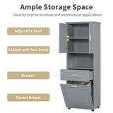 Tall Bathroom Cabinet With Tilt-Out Laundry Basket And Upper Storage