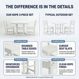 Outdoor Patio Dining Set, Square Table With Umbrella Hole And Armless Chairs