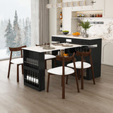 Retro Kitchen Island Set With Chairs, Extendable & Rotating Table, 4 Drawers & Door Cabinets