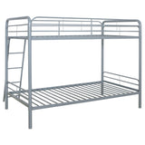 Long Beach - Twin Over Twin Bunk Bed With Built In Guardrails And Angled Ladder - Silver