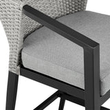 Palma - Outdoor Patio Bar Stool In Aluminum And Wicker With Gray Cushions