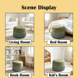 Round Storage Ottoman With Tassel, Decorative Accent Pouf For Living Room