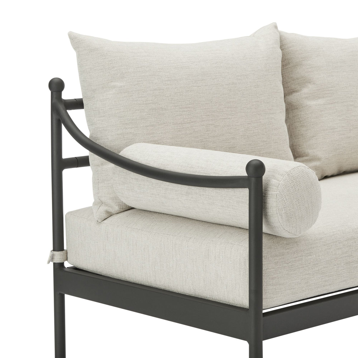 Leni - Outdoor 3 Seat Sofa With Cushions And Powder Coated Aluminum Frame - Moonveil / Warm Gray