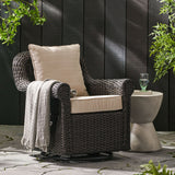 Amaya - Outdoor Swivel Rocker Chair With Water Resistant Cushions - Brown / Beige