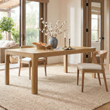 Rectangular Dining Table With Parquet Top, Rounded Corners