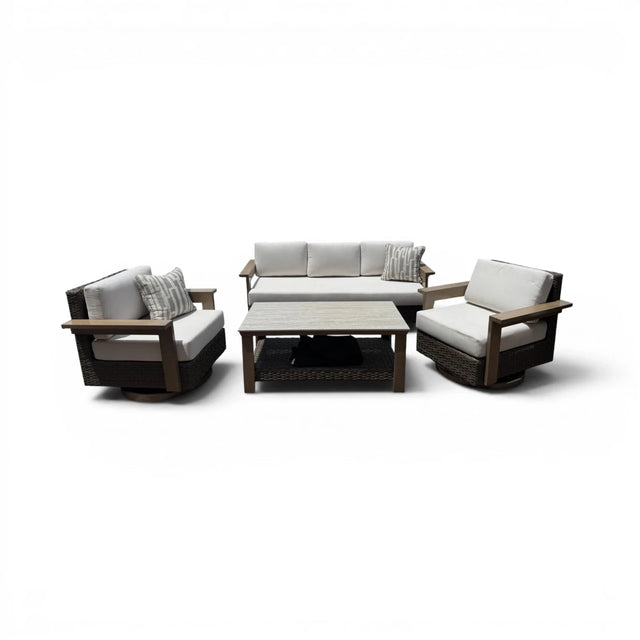 Agio Juniper 4 - Piece Outdoor Patio Conversation Set with Swivel Glider Chairs - 🟡 Outdoor Furniture Sets available at Alpine Outlets in Denver