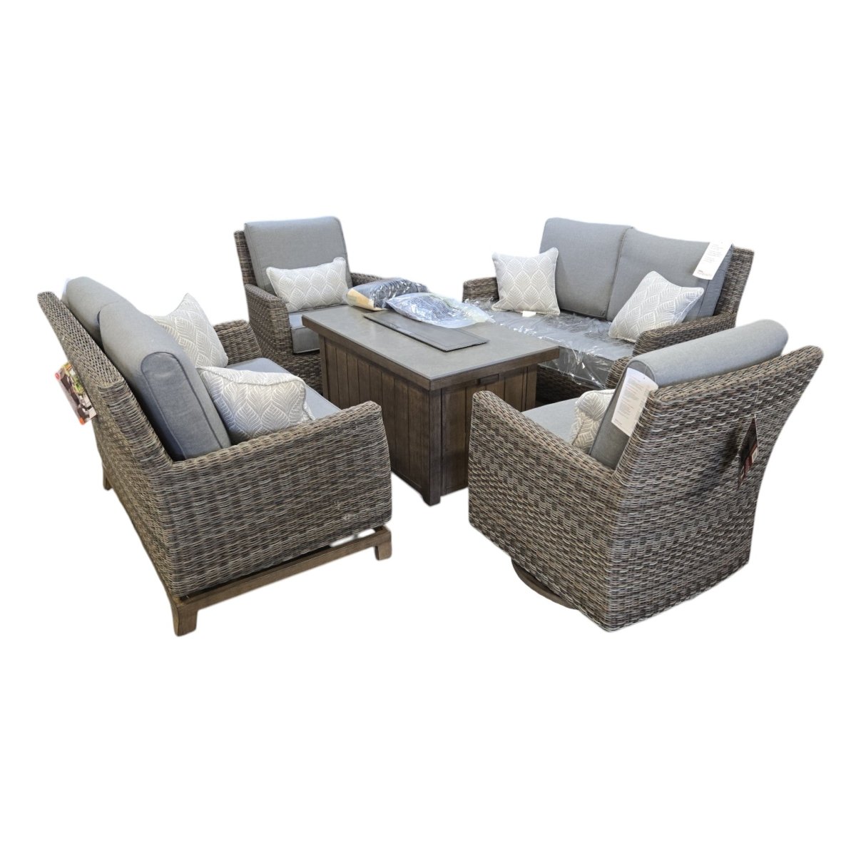 Agio - McKinnon 5 - piece Fire Outdoor Seating Set (ID N012348) - available at Alpine Outlets in Denver