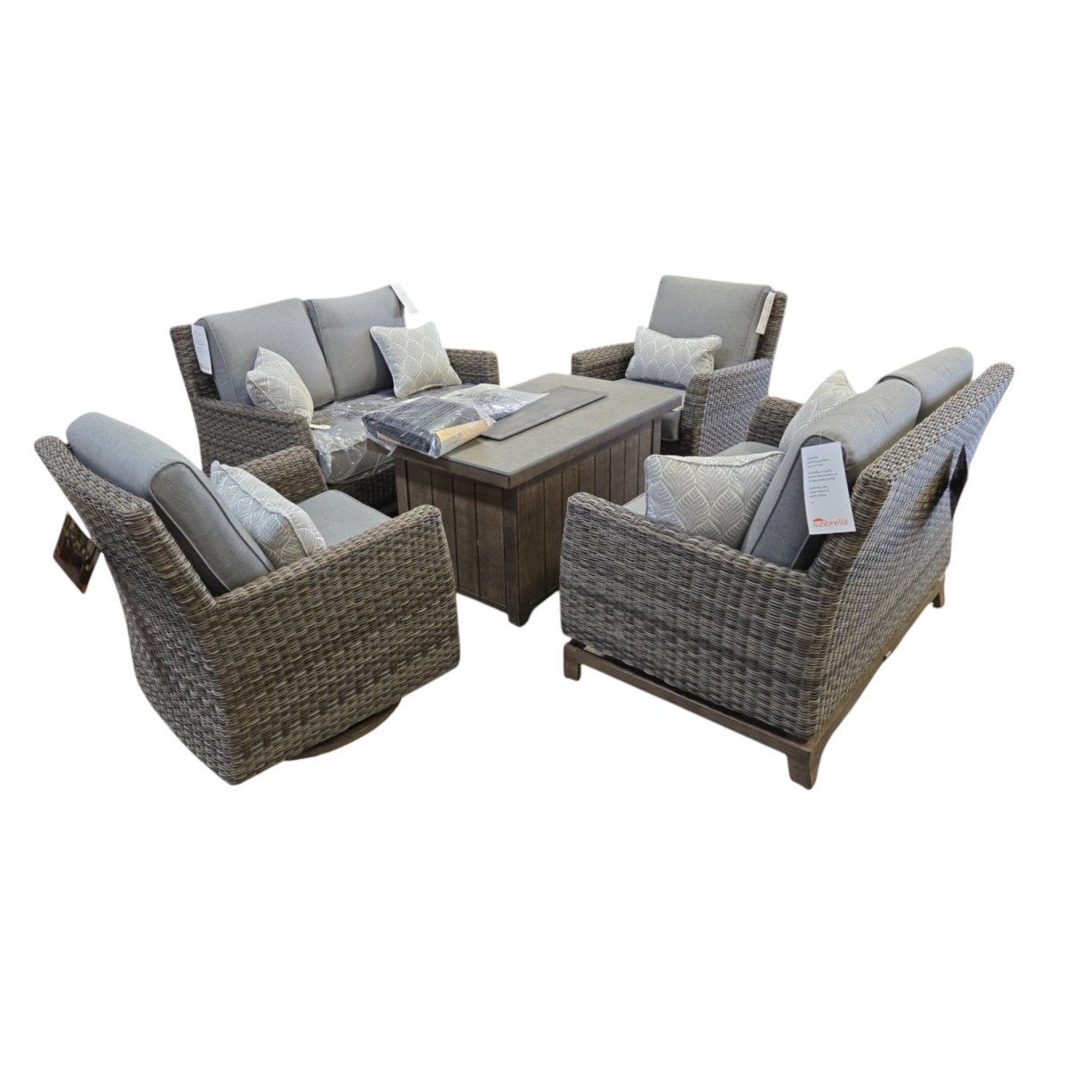 Agio - McKinnon 5 - piece Fire Outdoor Seating Set (ID N012348) - available at Alpine Outlets in Denver