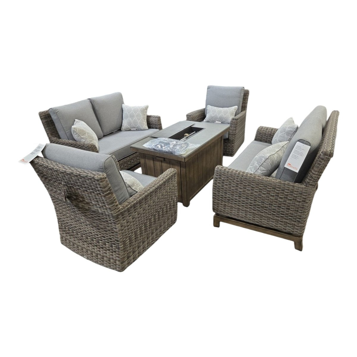 Agio - McKinnon 5 - Piece Fire Outdoor Seating Set - New - (ID N8372) - available at Alpine Outlets in Denver