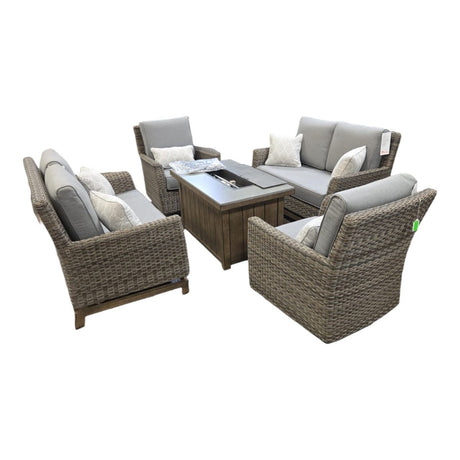 Agio - McKinnon 5 - Piece Fire Outdoor Seating Set - New - (ID N8372) - available at Alpine Outlets in Denver