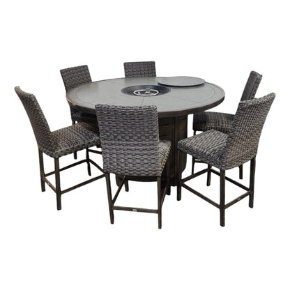 Agio McKinnon 7 - piece Fire Outdoor Dining Set - Alpine Outlets