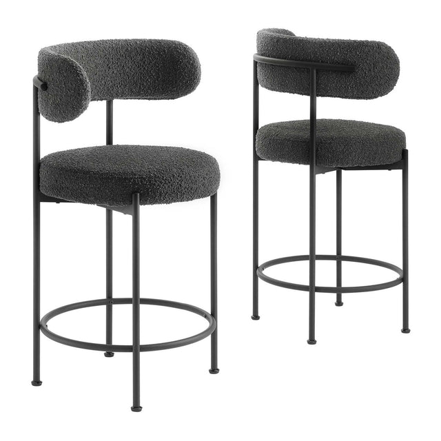 Albie Boucle Fabric Counter Stools Set of 2 - Stools available at Alpine Outlets in Denver