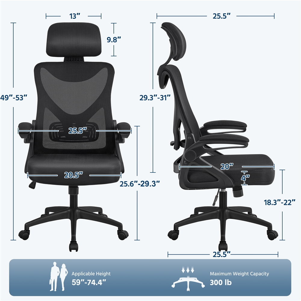 Alden Design High Back Ergonomic Mesh Office Chair with Flip - Up Arms - Office Chairs available at Alpine Outlets in Denver