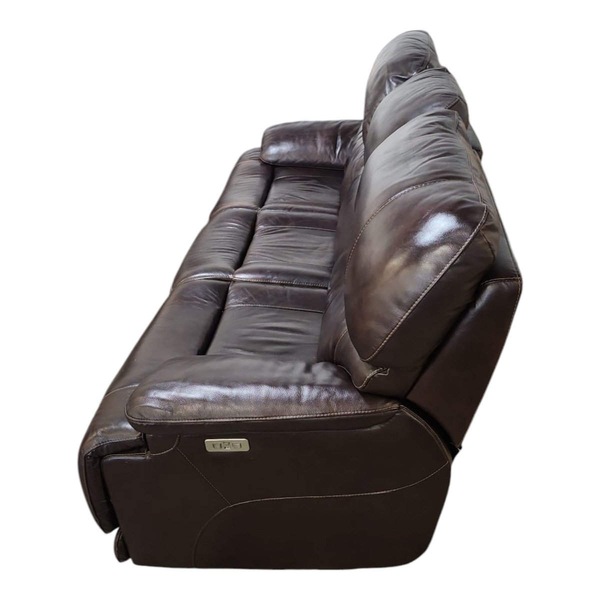 Aleena Leather Power Reclining Sofa with Power Headrest - available at Alpine Outlets in Denver