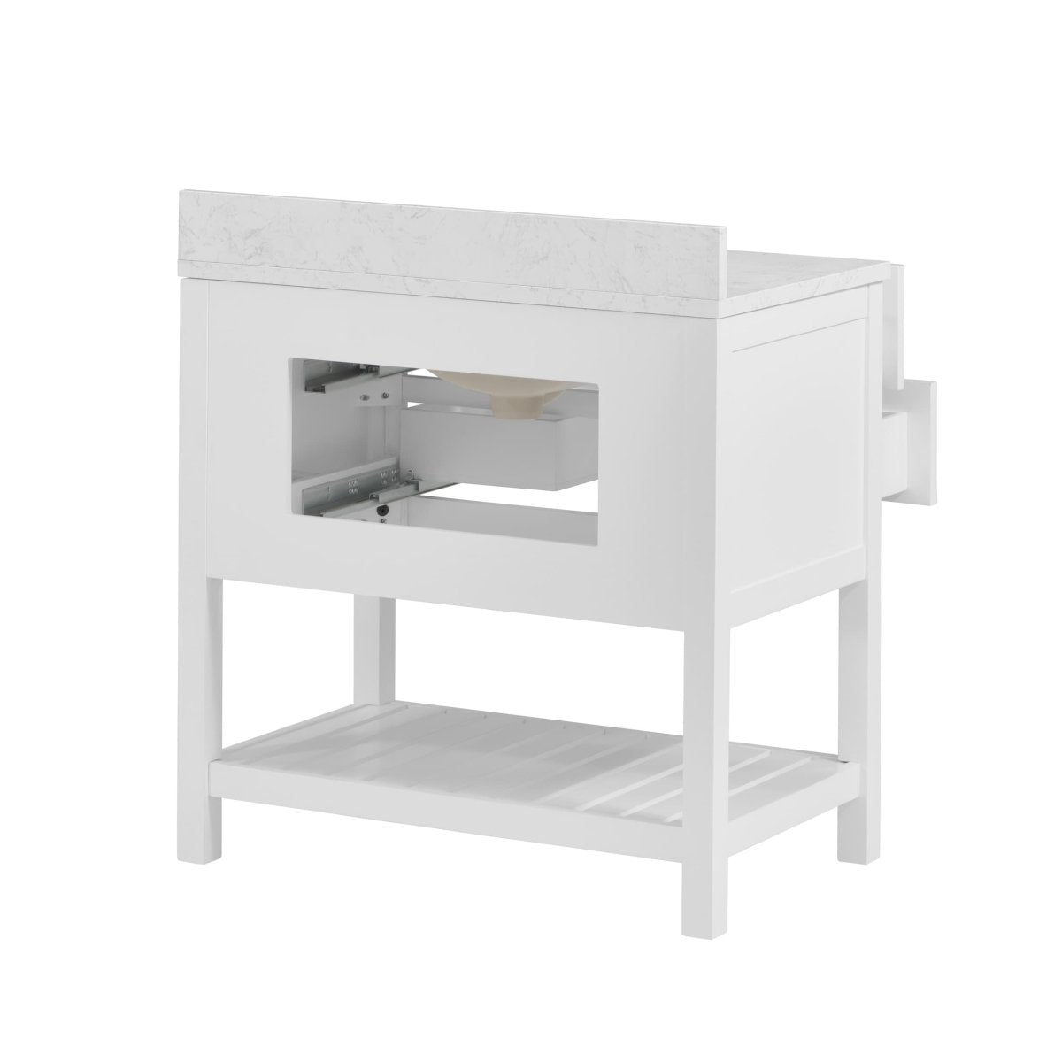 allen + roth Canterbury 36 - in White Undermount Single Sink Bathroom Vanity with Carrara Engineered Marble Top (ID N012998) - Bathroom Vanities available at Alpine Outlets in Denver