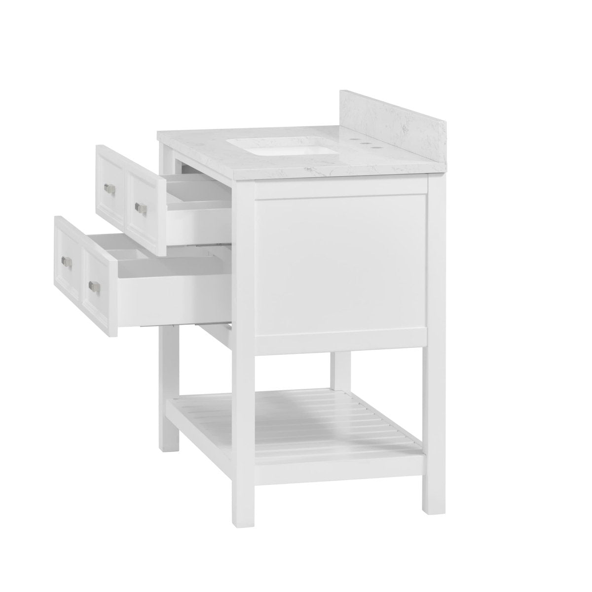 allen + roth Canterbury 36 - in White Undermount Single Sink Bathroom Vanity with Carrara Engineered Marble Top (ID N012998) - Bathroom Vanities available at Alpine Outlets in Denver