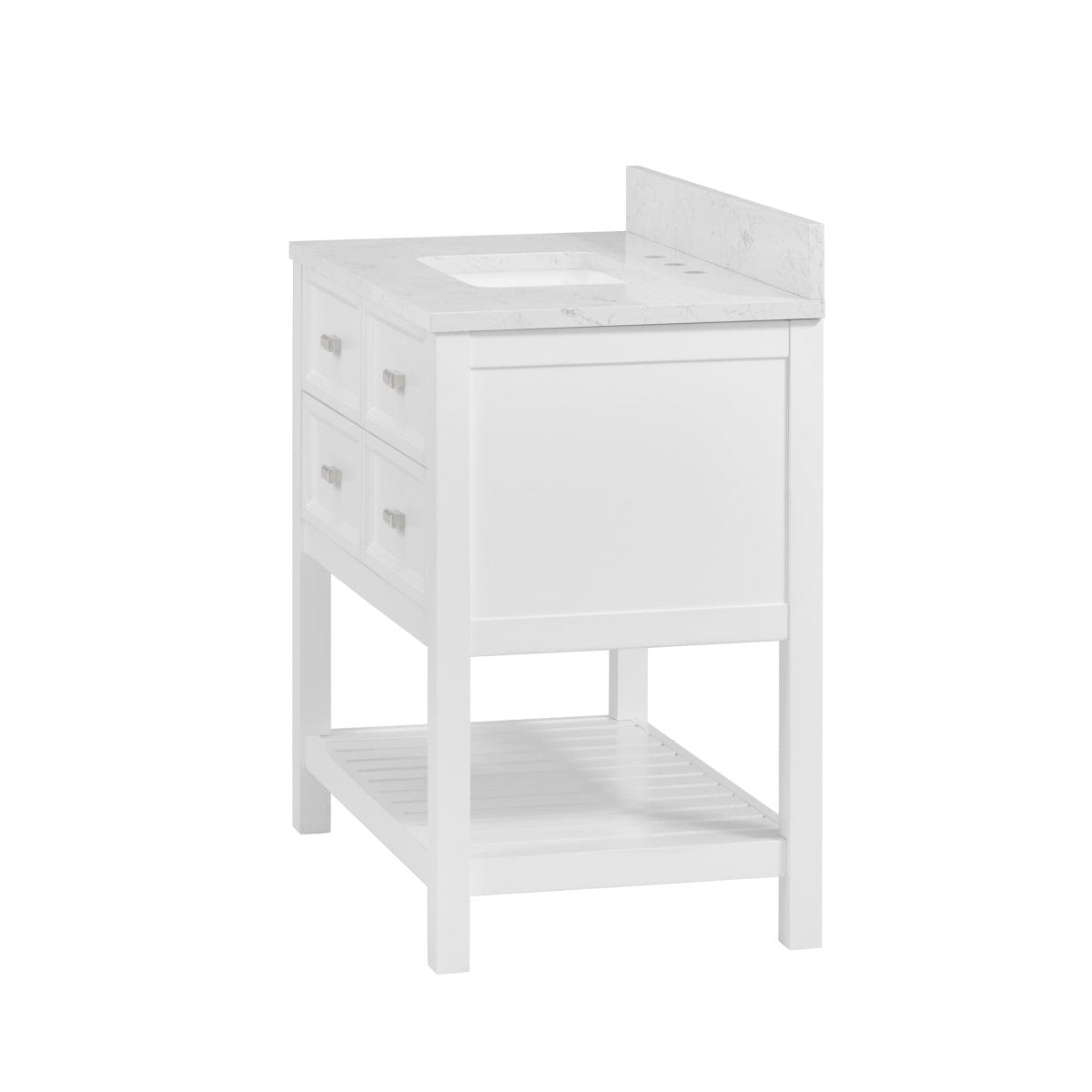 allen + roth Canterbury 36 - in White Undermount Single Sink Bathroom Vanity with Carrara Engineered Marble Top (ID N012998) - Bathroom Vanities available at Alpine Outlets in Denver