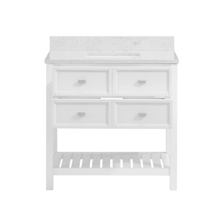 allen + roth Canterbury 36 - in White Undermount Single Sink Bathroom Vanity with Carrara Engineered Marble Top (ID N012998) - Bathroom Vanities available at Alpine Outlets in Denver