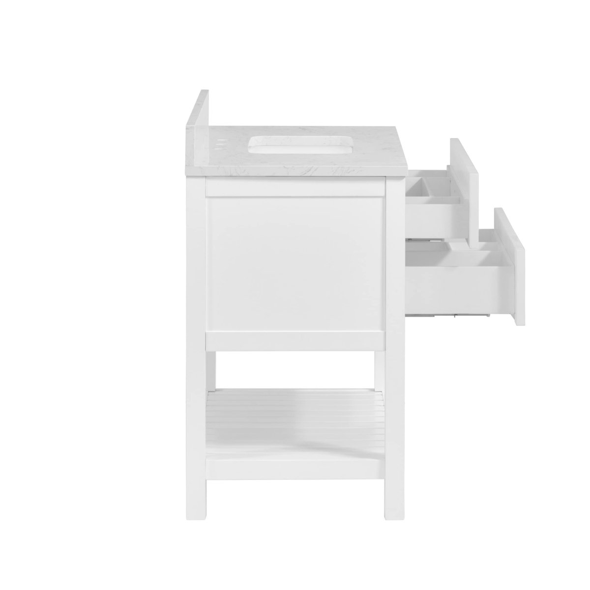 allen + roth Canterbury 36 - in White Undermount Single Sink Bathroom Vanity with Carrara Engineered Marble Top (ID N012998) - Bathroom Vanities available at Alpine Outlets in Denver