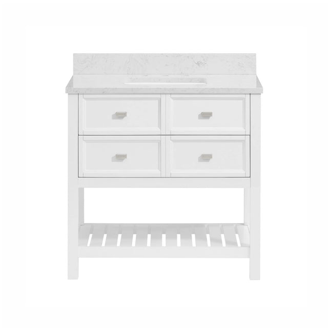 allen + roth Canterbury 36 - in White Undermount Single Sink Bathroom Vanity with Carrara Engineered Marble Top (ID N012998) - Bathroom Vanities available at Alpine Outlets in Denver