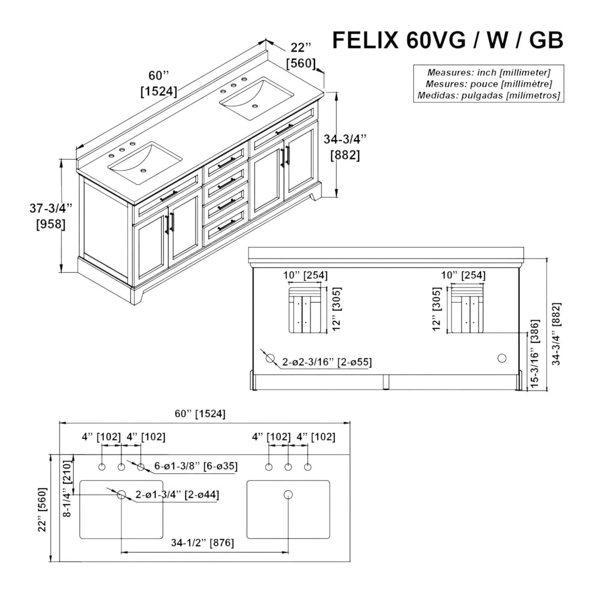 allen + roth Felix 60 - in White Double Sink Bathroom Vanity - Bathroom Vanities available at Alpine Outlets in Denver