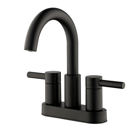 allen + roth Harlow Matte Black 4 - in Centerset 2 - Handle WaterSense High - Arc Bathroom Faucet with Drain and Deck Plate - Bathroom Fixtures available at Alpine Outlets in Denver